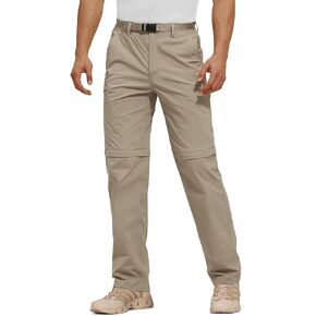 FREE SOLDIER Men's Outdoor Convertible Hiking Pants with Belt Lightweight Quick Dry Tactical Cargo Pants Nylon Spandex