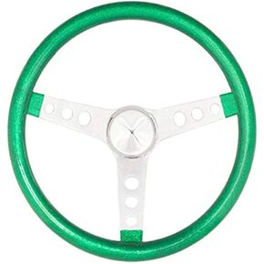 Grant 8462 Green Metal Flake 15 inch 3-Silver Spoke Design Steering Wheel