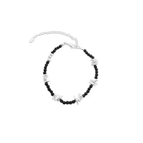 DESUNESS Black Tourmaline Necklace Bracelet Sterling Silver Adjustable Choker for Women Crystals Healing Black Gem Stones Bead Necklace as Handmade Jewelry Gifts for Girls (Cat Necklace)