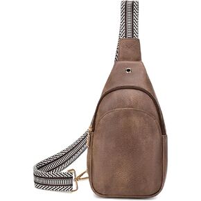 Women Small Crossbody PU Leather Chest Bag Sling Bag Satchel Daypack Shoulder backpack for traveling hiking Cycling