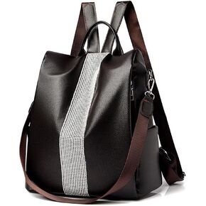 Anti-theft Leather Backpack Purse for Women Waterproof PU Vegan Fashion Durable Trendy Security Daypack Rucksack Crossbody Shoulder Bag Handbag Purse for Travel Knapsack Bag Hiking,Black