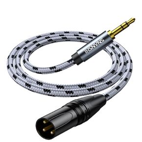 SNANSHI XLR to 3.5mm Cable 6.6ft, Stereo to Mono,Nylon Braided 3.5mm to XLR Unbalanced Cable for Amplifier, Sound Board, Mixer,Speaker