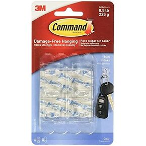 Command Clear Hooks Strips, Plastic, Mini 6 ea (Pack of 4)