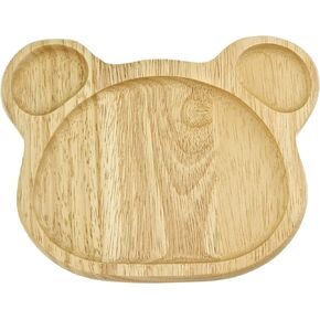 AeraVida Adorable Bear Shaped Native Natural Wood Sectional Plate | Wooden Bear Animal Plates | Bear Shaped Wooden Plates | Wooden Plates for Serving Food | Wooden Plate Holder
