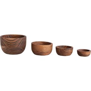 Creative Co-Op Acacia Wood Nesting, Espresso Finish Bowl, Natural