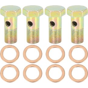 X AUTOHAUX 4 Sets M12x1.25mm Metric Thread Banjo Bolts Brake Fitting Adapter with M12 Washers