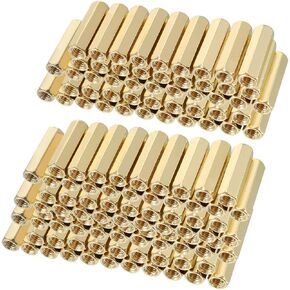 uxcell 120pcs Brass Straight PCB Pillar Female Thread Hex Standoff Spacer M3x5x16mm
