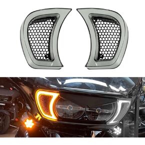 HDBUBALUS Motorcycle Headlight Vent Accent Turn Signal LED Indicator Side Lights For Harley Road Glide FLTRX 2015-2023 Clear Lens