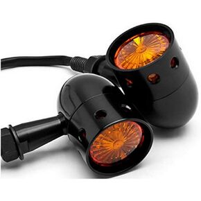 Motorcycle Turn Signals Blinker Lights Amber Lens for Softail Springer Heritage Classic a Pair (Black)