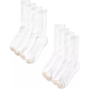 GOLDTOE Men's 6-pack + 2 Bonus Pack Cushioned Cotton Crew Socks