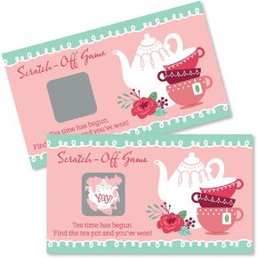 Big Dot of Happiness Floral Let’s Par-Tea - Garden Tea Party Game Scratch Off Cards - 22 Count