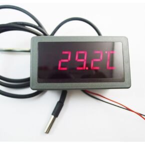 HOMREE DC 12V 0.56 "F/C LED مقياس حرارة السيارة الرقمي مع DS18B20 مسبار / مستشعر حراري رقمي (أحمر)