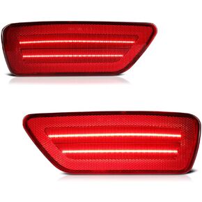 VIPMOTOZ [Dual Function]Full LED Rear Bumper Reflector Brake Lights Compatible With 2011-2021 Grand Cherokee Compatible with Dodge Journey 11-17 Compass Chrome Housing Clear Lens Pair Set