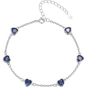 EVERU أساور الياقوت للنساء 925 الفضة الاسترليني أساور جوهرة للنساء الأزرق الداكن مجوهرات القلب ربط سوار هدية عيد ميلاد للنساء الفتيات in Kuwait