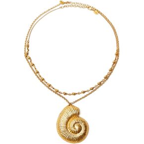 LIANXUE Simple Conch Pendant Necklace for Women Egirl Korean 2-Layer Fashion Punk Sweater Neck Chain Trend Jewelry Gold Color Alloy