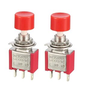 uxcell 6mm Mounting Hole Red Momentary Push Button Switch SPST 1NO 1NC 2pcs