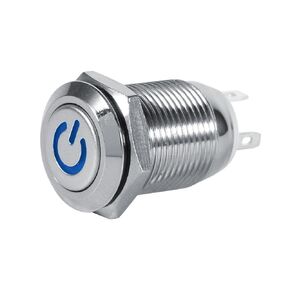 12mm 12V Momentary Power Push Button Switch, Waterproof Metal LED Push Button Power Switch 1NO1NC for Car Boat(Blue)