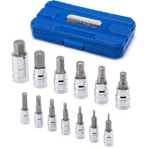 MIXPOWER 13 Piece Hex Bit Socket Set, S2 Steel Bit Socket Tool Kit, Metric, 2mm-14mm, Allen Bit Socket Kit
