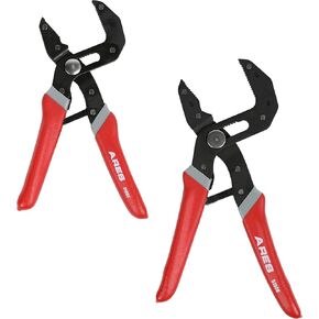 ARES 51009 – 2-Piece Self-Adjusting V-Notch Pliers Set – 7-Inch and 10-Inch Pliers - Maximum Opening Sizes of 1-5/8 Inches (42mm) and 2-3/8 Inches (60mm) – Perfect for Plumbing, Pipe, or Fastener Work