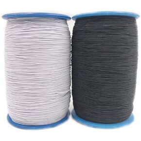 2 Roll 547 Yards 0.5mm Thickness Round Sewing Elastic Thread (Black)