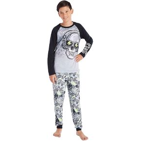 Boys 3-Piece Pajama Set Kids Sleepwear, Long Sleeve Top with Long Cuffed Pants and Matching Shorts PJ Set