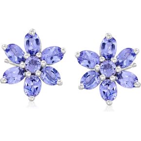 Ross-Simons 2.10 ct. t.w. Tanzanite Flower Earrings in Sterling Silver in Saudi Arabia