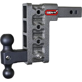 GEN-Y GH-314 MEGA-Duty Adjustable 7.5" Drop Hitch with GH-031 Dual-Ball Mount for 2" Receiver - 10,000 LB Towing Capacity - 1,500 LB Tongue Weight