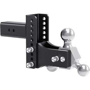 TangMiGe Adjustable Trailer Hitch Ball Mount, Tri-Ball (1-7/8", 2", 2-5/16"), Fits 2.5" 2.5 inch Receiver, 6" 6 inch Drop & Rise, Tow & Stow Hitches (2.5" Receiver 6" Drop)