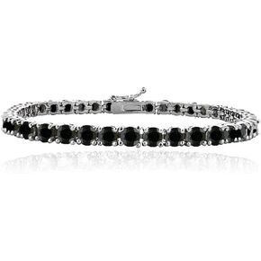 سوار التنس المستدير من الفضة الإسترليني والياقوت الأسود مقاس 4 مم in Kuwait