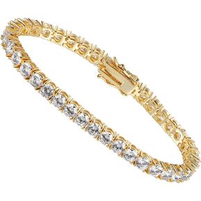 Tennis Bracelet for Women|4MM Cubic Zirconia|White/Yellow Gold Plated Bracelets|4-Prong-Setting CZ|Size 6.5-8.5 Inch
