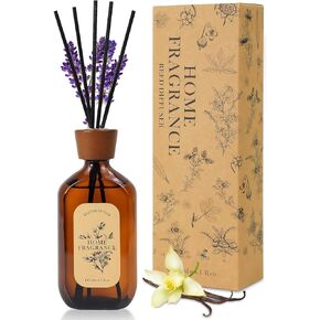 Pierides Reed Diffuser Set,4.1oz Lavender & Vanilla Scented Home Fragrance with 5 Diffuser Sticks,Long Lasting,Essential Oil Reed Diffuser for Home Bedroom Bathroom (Lavender & Vanilla)
