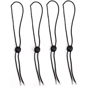 12Pcs Flexible Removable Hat Chin Cord Windproof Chin Strap Hat Accessories with Adjustable Cord Fastener (Black)