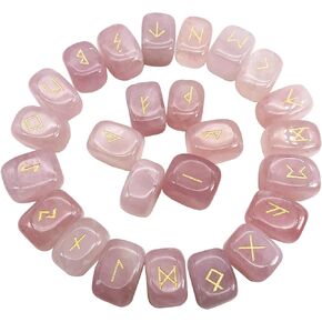 Natural Amethyst Futhark Viking Rune Stone Set, Engraved Letter Norse Witchcraft Healing Crystal Reiki Gemstones Irregular Shaped, 25Pcs in Kuwait