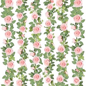 CEWOR 6pcs Pink Rose Vines 39.4ft Flower Garland with Artificial Flowers for Table Decoration, Wedding and Baby Shower Decoration