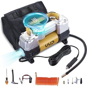 Portable Digital Car Tire Inflator with Gauge Auto Shut-Off, 150PSI 12V DC Double Cylinders Heavy Duty Portable Air Pump w/Emergency LED Light for Truck, SUV, Car, RV…