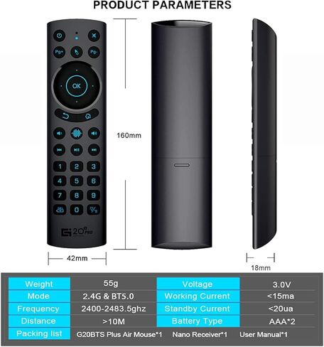 G20S Bluetooth Remote Control, 6-axis Gyroscope Sensing Air Remote Mouse with IR Learning for Nvidia Shield(Versions Before 2019),PC,Projector,Smart TV,Android TV Box in Saudi Arabia