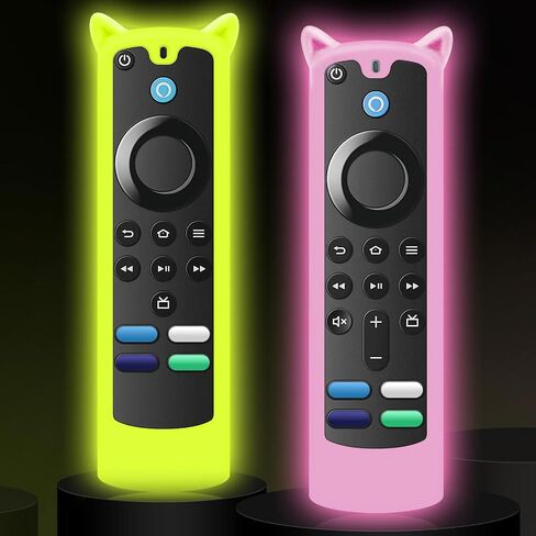 2 Packs Protective Remote Cover Case, Silicone Sleeve Remote Control Cover Glow in The Dark with Lanyard(Glow Purple & Glow Blue) in Saudi Arabia