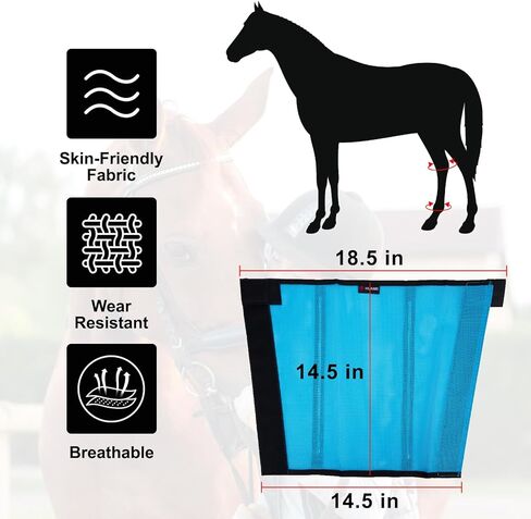 مجموعة من 4 أحذية طيران للخيول، تصميم شبكي بلاستيكي مسامي، لوازم الحصان لتقليل الدوس وتلف الحافر وتعب الساق (أزرق مائي) in Kuwait