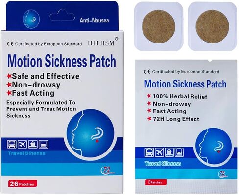 Motion Sickness Patch,26 Patches Works to Relieve Vomiting,Nausea,Dizziness & Other Symptoms Resulted from Sickness of Cars,Ships,Airplanes,Cruise,Trains & Other Forms of Transport Movement in Saudi Arabia