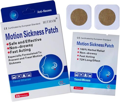 Motion Sickness Patch,26 Patches Works to Relieve Vomiting,Nausea,Dizziness & Other Symptoms Resulted from Sickness of Cars,Ships,Airplanes,Cruise,Trains & Other Forms of Transport Movement in Saudi Arabia