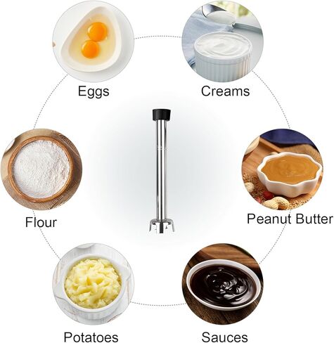 خلاط الغمر التجاري VONCI بقدرة 500 واط، عمود قابل للإزالة مقاس 15.7 بوصة SUS 304، خلاط يدوي عالي التحمل مع سرعة متغيرة 6000-20000 دورة في الدقيقة، خلاط كهربائي احترافي لاستخدام مطبخ المطعم. in Kuwait