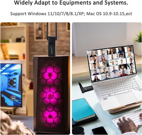 محول واي فاي QWPVPYJY USB لسطح المكتب، 1300 ميجابت في الثانية واي فاي USB 3.0 ثنائي النطاق 5G/2.4G هوائيات مزدوجة، محول شبكة لاسلكي لأجهزة الكمبيوتر المحمول المكتبية، يدعم Windows 11/10/8.1/8/7 in Kuwait