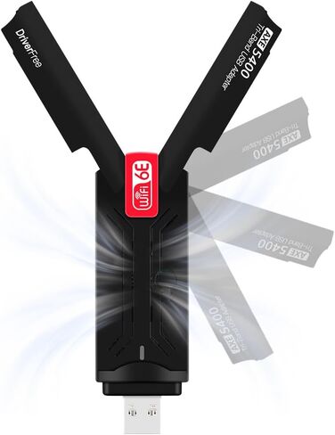 برنامج تشغيل محول شبكة USB WiFi 6E لاسلكي مجاني جيجابت ألعاب USB 3.0 بطاقة WiFi AX5400 لأجهزة الكمبيوتر المكتبية مع 2.4 جيجا هرتز، 5 جيجا هرتز، 6 جيجا هرتز، هوائي ثلاثي الموجات عالي الكسب، MU-MIMO OFDMA فقط يدعم Win 11/10 in Kuwait