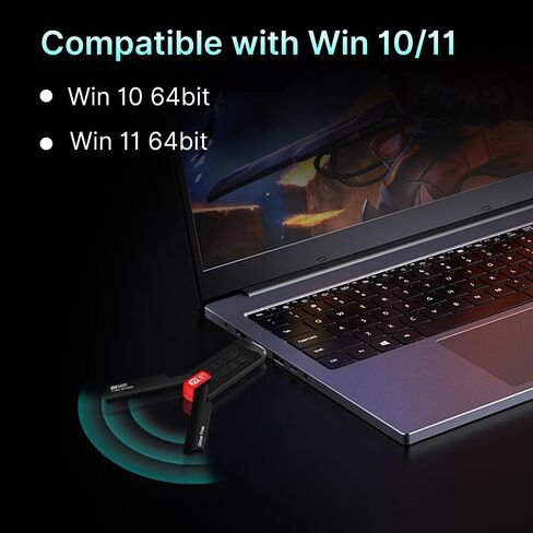 برنامج تشغيل محول شبكة USB WiFi 6E لاسلكي مجاني جيجابت ألعاب USB 3.0 بطاقة WiFi AX5400 لأجهزة الكمبيوتر المكتبية مع 2.4 جيجا هرتز، 5 جيجا هرتز، 6 جيجا هرتز، هوائي ثلاثي الموجات عالي الكسب، MU-MIMO OFDMA فقط يدعم Win 11/10 in Kuwait