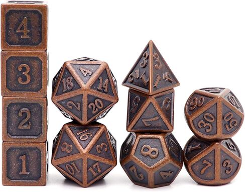 Haxtec 11PCS Bloodstained Metal DND Dice Set Blood Polyhedral D&D Dice for Dungeons and Dragons Gift TTRPG Antique Metal DND 5e Dice Set in Saudi Arabia