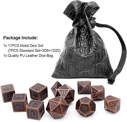 Haxtec 11PCS Bloodstained Metal DND Dice Set Blood Polyhedral D&D Dice for Dungeons and Dragons Gift TTRPG Antique Metal DND 5e Dice Set in Saudi Arabia