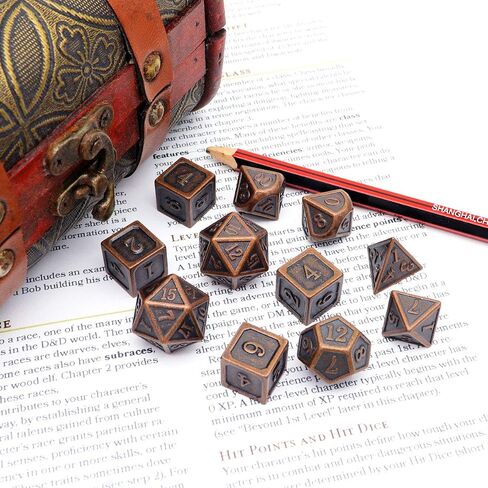 Haxtec 11PCS Bloodstained Metal DND Dice Set Blood Polyhedral D&D Dice for Dungeons and Dragons Gift TTRPG Antique Metal DND 5e Dice Set in Saudi Arabia