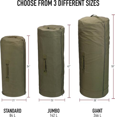 Black 25" x 42" Jumbo Side Zipper Canvas Duffle Bag in Saudi Arabia