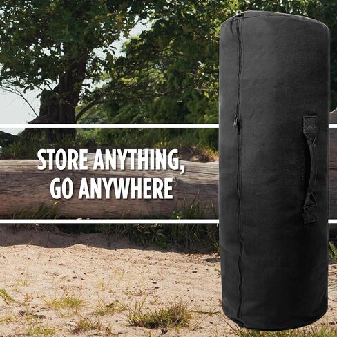 Black 25" x 42" Jumbo Side Zipper Canvas Duffle Bag in Saudi Arabia