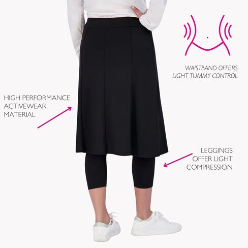 Snoga Athletics Ballet Snoga 24in Midi Skirt for Women, Modest Fit and Flare Skirt, Attached Capri Leggings, Womens Skort in Saudi Arabia